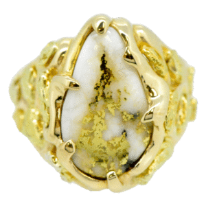 Gold nugget & quartz ring