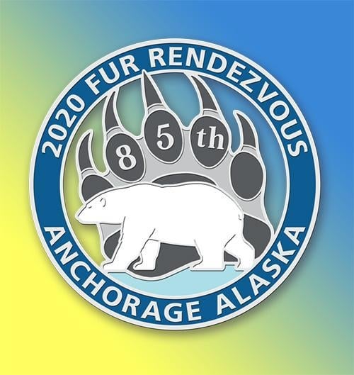 1990 Anchorage Alaska Fur Rondy Rendezvous Collectors Lapel Pin Bald eagle Totem 
