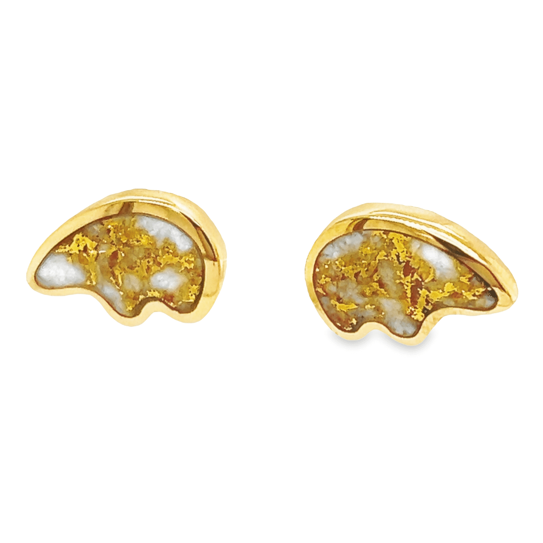 Gold Quartz Bear Post Earrings EBR1MHQ - Alaska Mint
