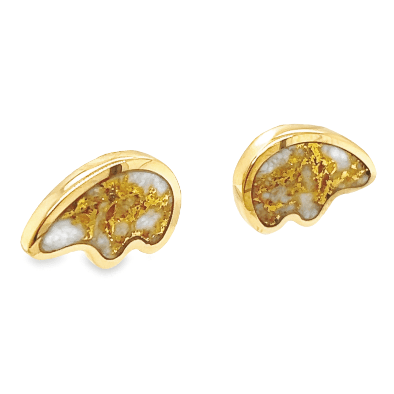 Gold Quartz Bear Post Earrings, Alaska Mint
