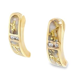 Gold Quartz & Diamond Post Earrings, Alaska Mint