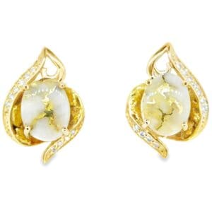 Post Gold Quartz & Diamond Earrings, Alaska Mint