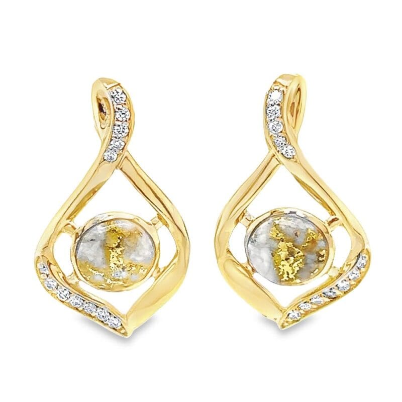 Gold Quartz & Diamond Post Earrings, Alaska Mint
