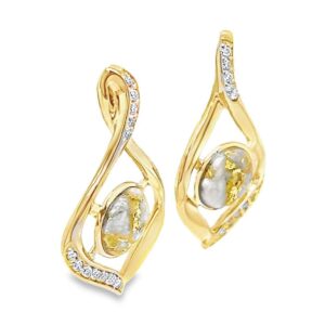 Gold Quartz & Diamond Post Earrings, Alaska Mint