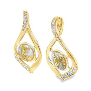 Gold Quartz & Diamond Post Earrings, Alaska Mint