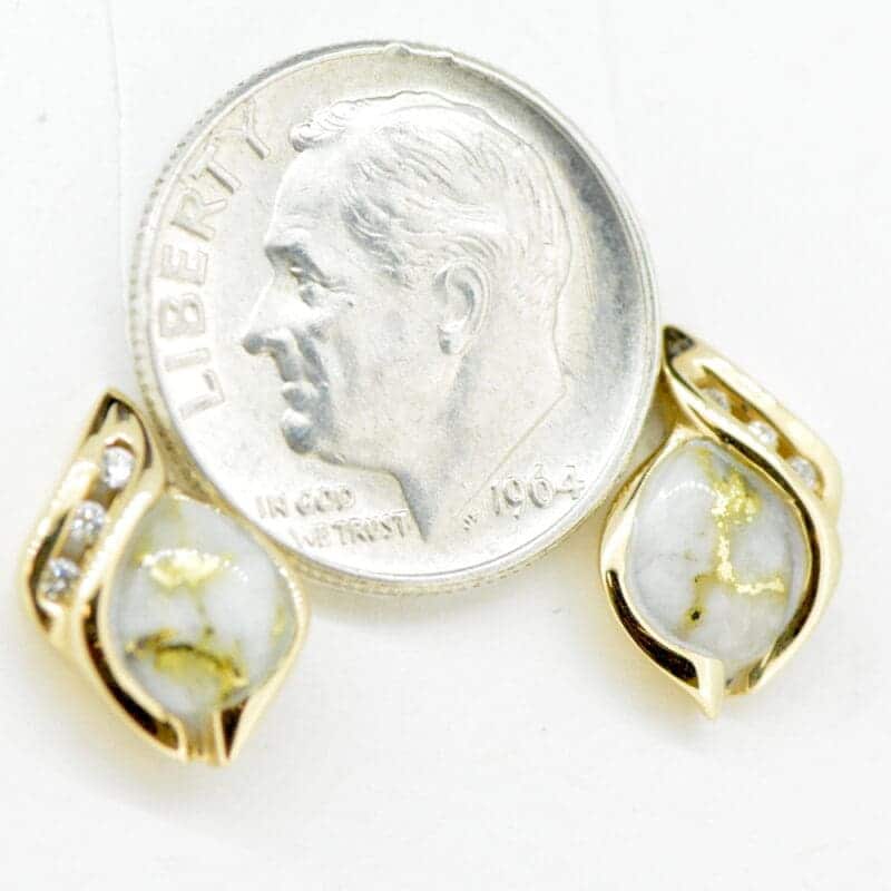 Gold Quartz/Diamond Post Earrings