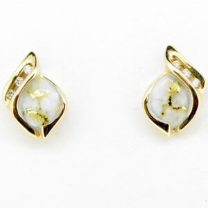 Gold Quartz/Diamond Post Earrings