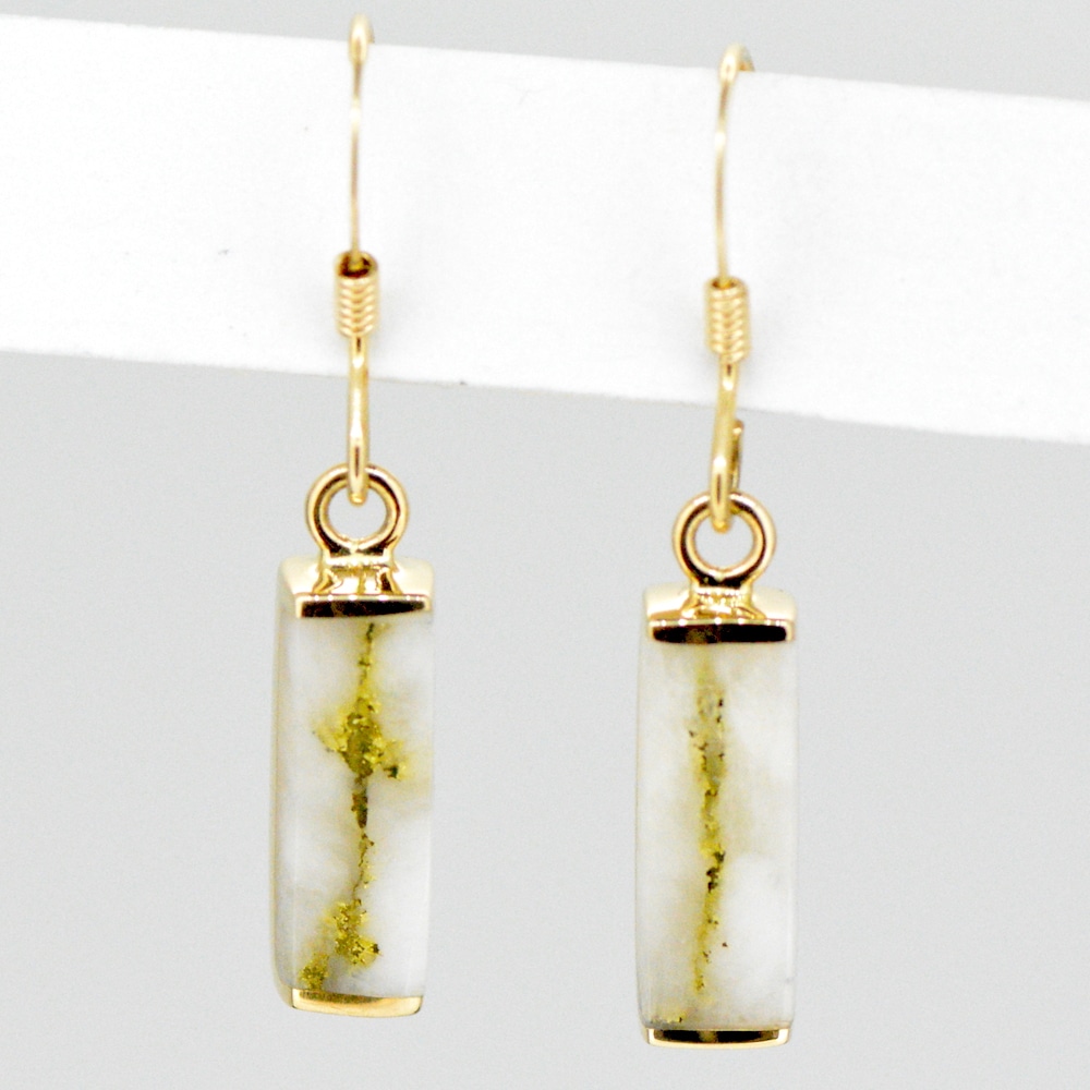Gold Quartz Wire Dangle Earrings Alaska Mint