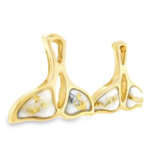 Whale Tail Post Gold Quartz Earrings, Alaska MInt