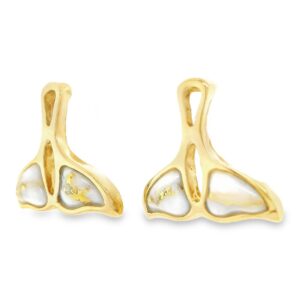 Whale Tail Post Gold Quartz Earrings, Alaska MInt