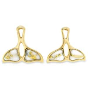 Whale Tail Post Gold Quartz Earrings, Alaska MInt
