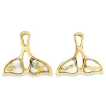 Whale Tail Post Gold Quartz Earrings, Alaska MInt