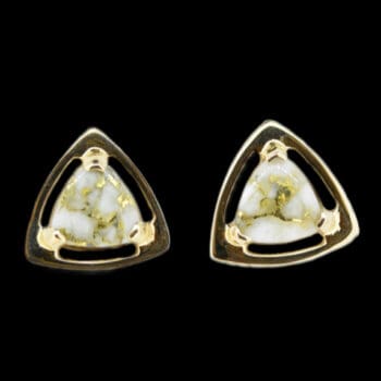 Triangle gold quartz earrings