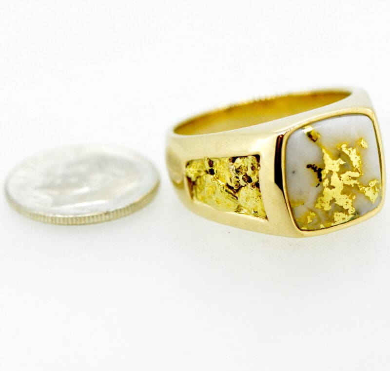 Men's Gold Nugget & Quartz Ring - Alaska Mint