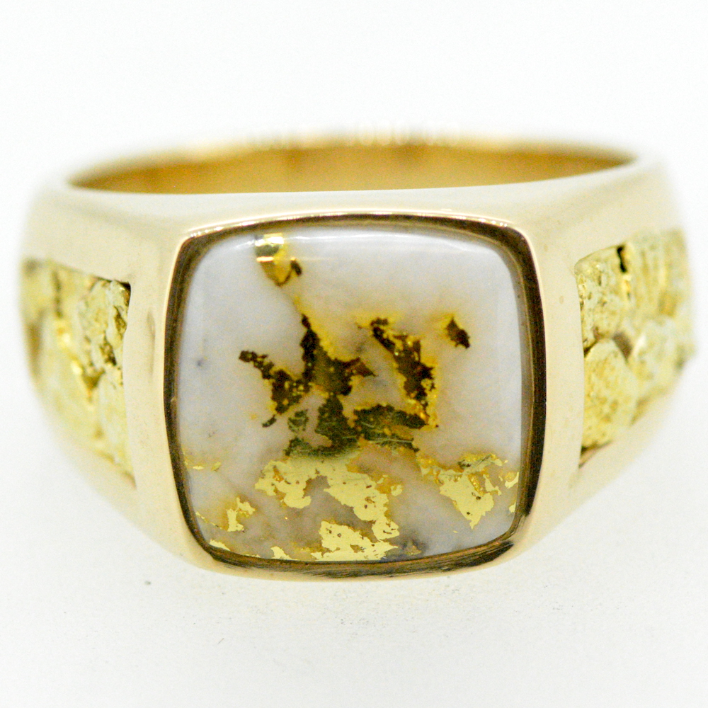 Men's Gold Nugget & Quartz Ring - Alaska Mint