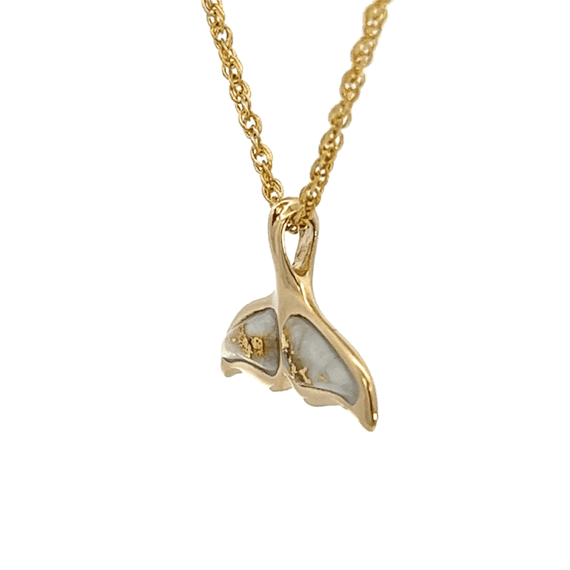 Gold quartz, whale tail, Necklace, Pendant, Alaska Mint, 14k, PAJWT300Q $795