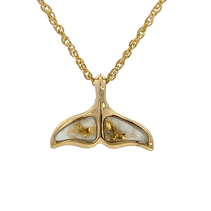 Gold quartz, whale tail, Necklace, Pendant, Alaska Mint, 14k, PAJWT300Q $795