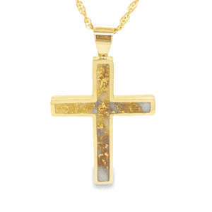 Gold Quartz Cross Pendant, Alaska Mint