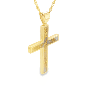 Gold Quartz Cross Pendant, Alaska Mint
