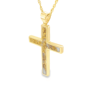 Gold Quartz Cross Pendant, Alaska Mint