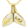 Gold Quartz Diamond Whale Tail Pendant, Alaska Mint