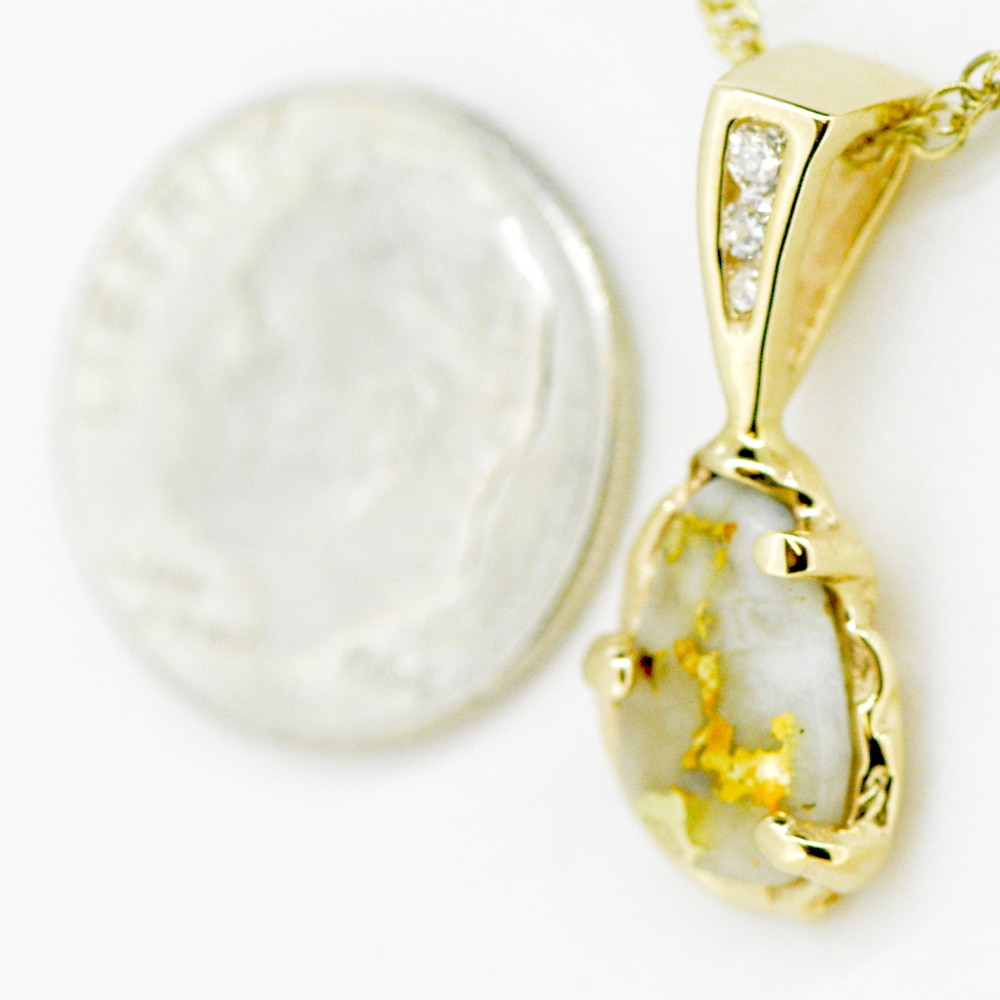 Gold Quartz & Diamonds in Bail Pendant - Alaska Mint
