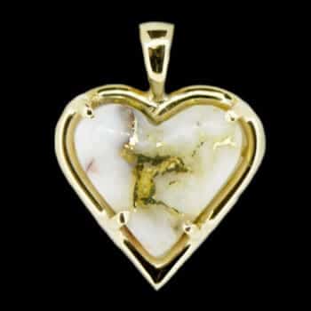 Gold quartz heart pendant