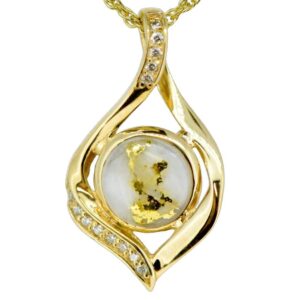 Gold Quartz & Diamond Pendant, Alaska Mint