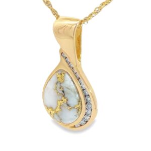 Gold Quartz Diamond Pendant, Alaska Mint