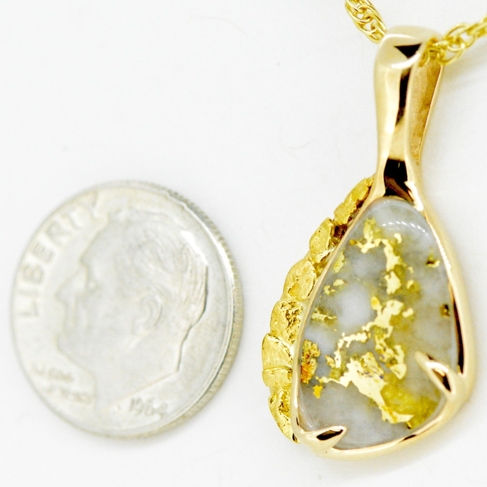Gold Quartz & Nugget Pendant - Alaska Mint