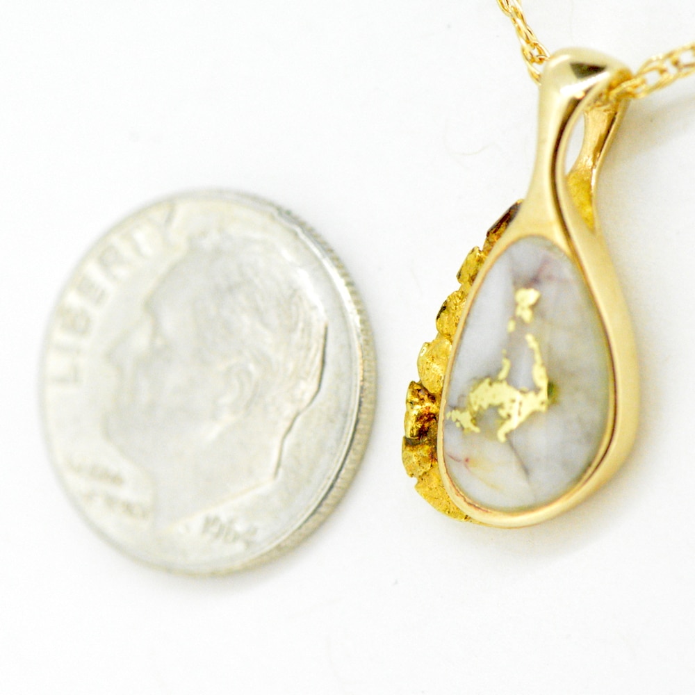 Gold Quartz with Nuggets on Left Side of Pendant - Alaska Mint