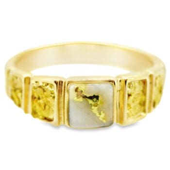 Ladies Gold Nugget & Quartz Ring, Alaska Mint