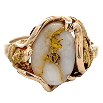 Ladies Gold Quartz Gold Nugget Ring, Alaska Mint