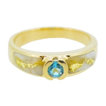 Blue Topaz & Gold Quartz Ring, Alaska Mint