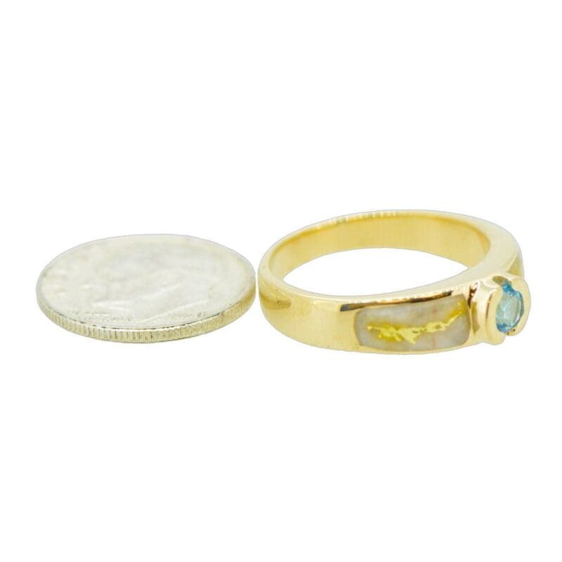 Blue Topaz & Gold Quartz Ring, Alaska Mint