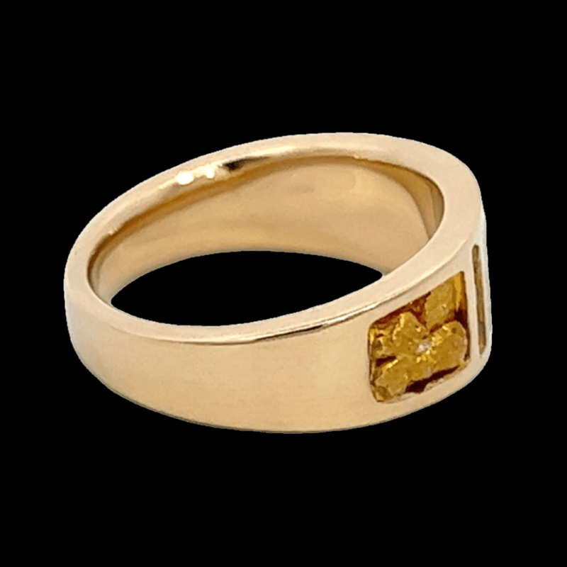 Gold quartz, Ring, Alaska Mint, Gold nugget, Diamond, RL732D12NQ