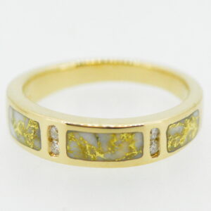 Ladies Gold Quartz Ring .05 ct Diamond