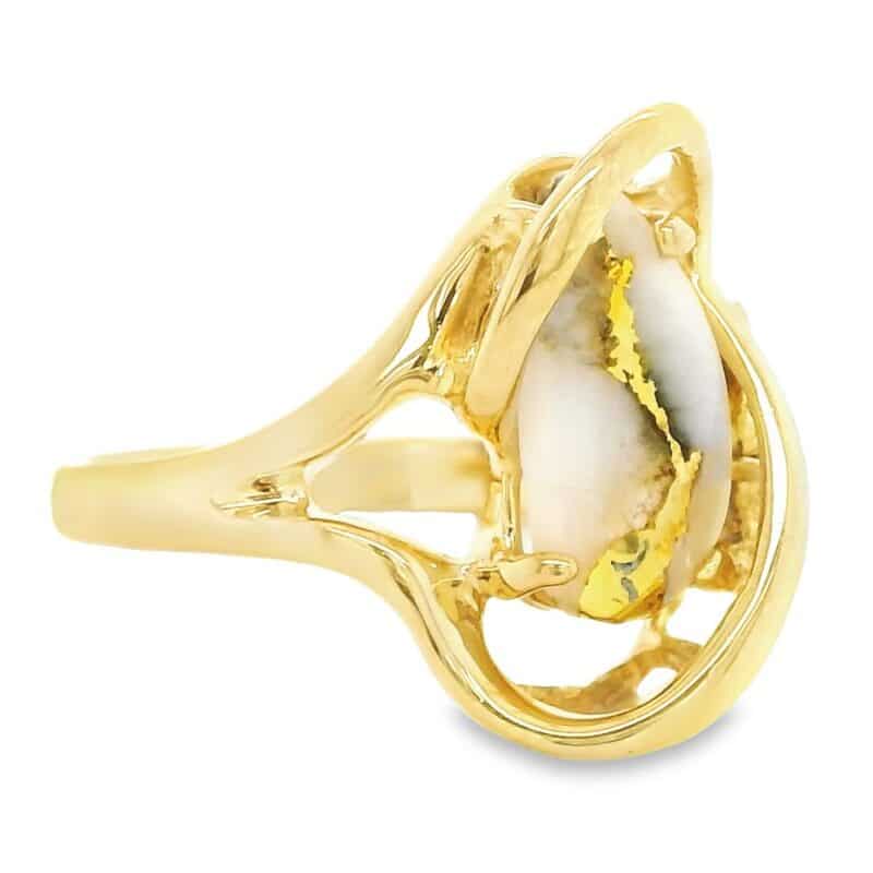 Ladies Gold Nugget & Quartz Ring, Alaska Mint
