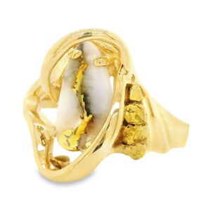 Ladies Gold Nugget & Quartz Ring, Alaska Mint