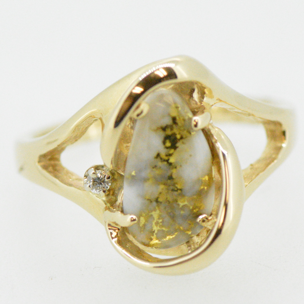 Ladies Gold Quartz & Diamond Ring - Alaska Mint
