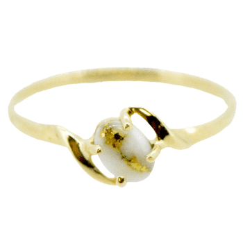 Ladies Gold Quartz Light Weight 14k Gold Ring, Alaska Mint