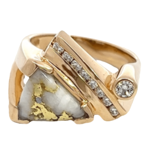 Ladies Gold Quartz & Diamond Ring, Alaska Mint