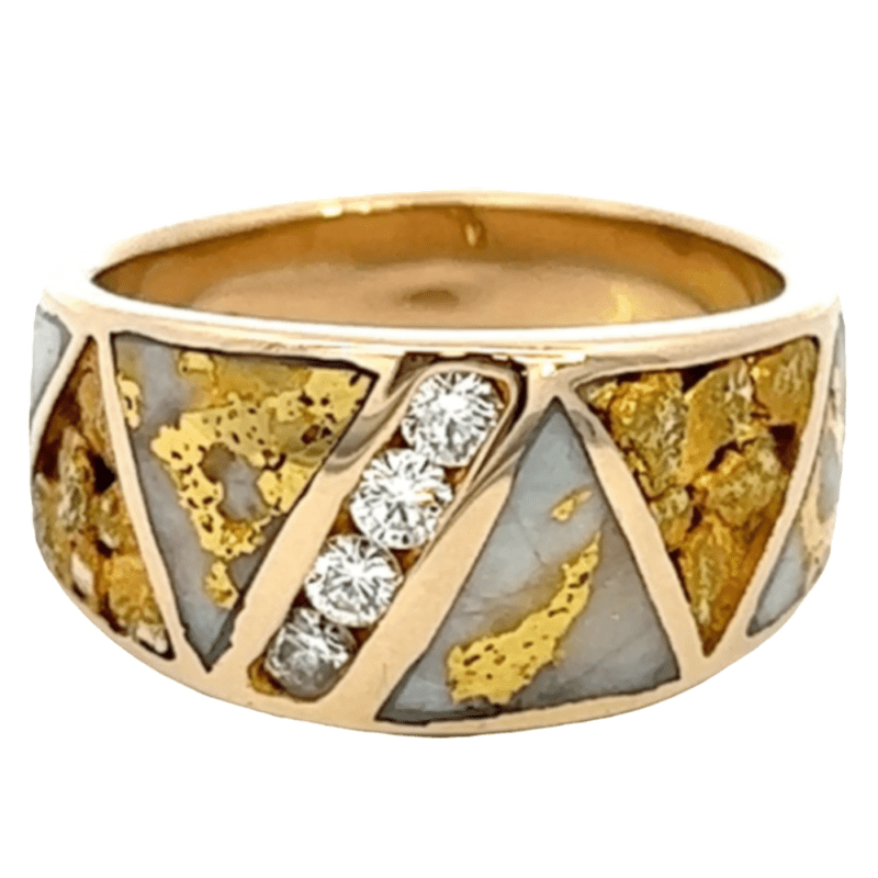 Ladies Gold Quartz, Nugget & Diamond Ring, Alaska Mint