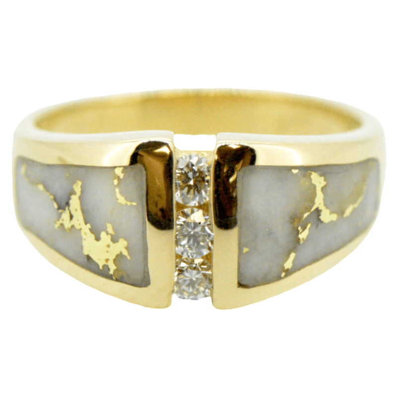 Ladies 3 Diamond Gold Quartz Ring, Alaska Mint