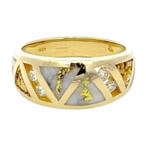 Ladies Gold Nugget, Quartz & Diamond Ring, Alaska Mint