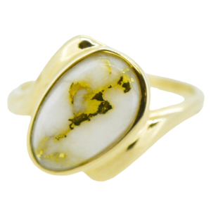 Oblong Ladies Gold Quartz 14k Ring, Alaska Mint