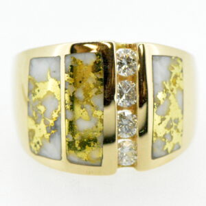 Ladies Gold Quartz & Diamond Ring