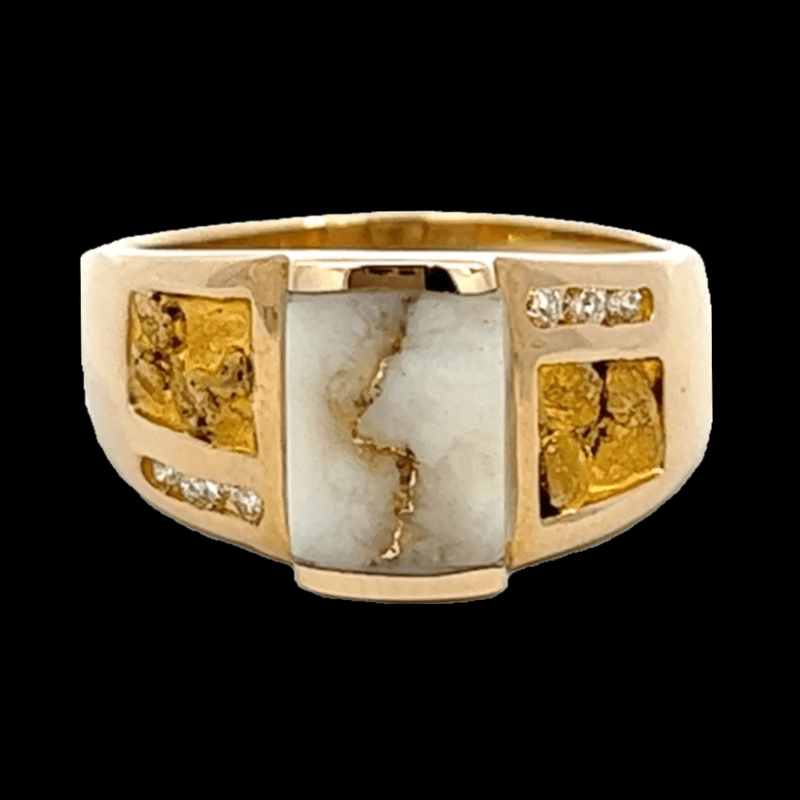 Gold quartz, Ring, Alaska Mint, Gold nugget, Diamond, RLJ506DNQ