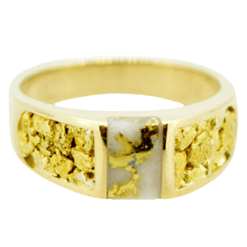 Ladies Gold Nugget & Quartz 7x5 mm Ring, Alaska Mint
