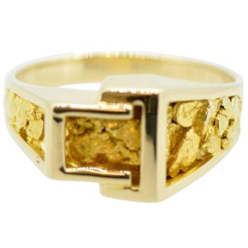 Gold Nugget Buckle Ring, Alaska Mint